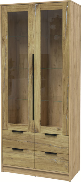 Изображение товара Шкаф с витриной Interline Концепт КТ-ШВ2 (дуб нокс/дуб золотой)