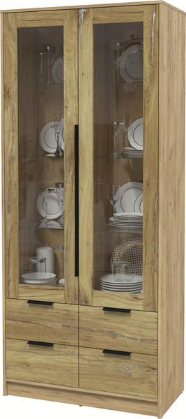 Изображение товара Шкаф с витриной Interline Концепт КТ-ШВ2 (дуб нокс/дуб золотой)