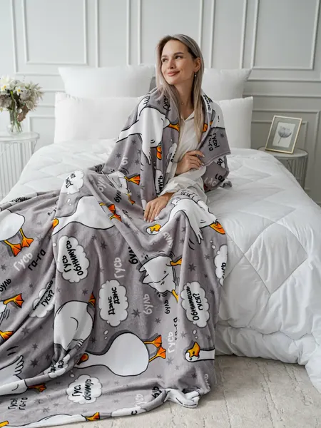 Изображение товара Плед Павлинка Гусь серый 200x220