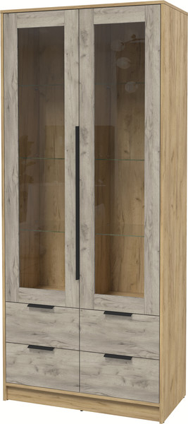 Изображение товара Шкаф с витриной Интерлиния Концепт КТ-ШВ2 (дуб серый/дуб золотой)