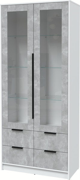 Изображение товара Шкаф с витриной Interline Концепт КТ-ШВ2 (бетон/белый платинум)