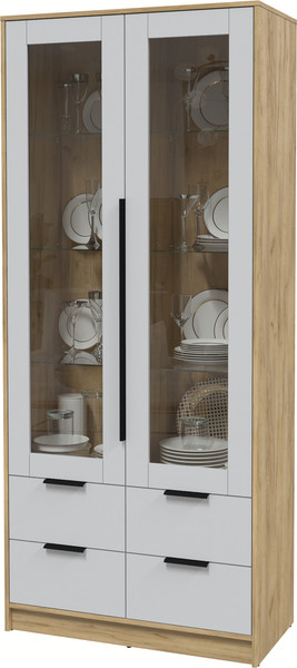 Изображение товара Шкаф с витриной Interline Концепт КТ-ШВ2 (серый/дуб золотой)