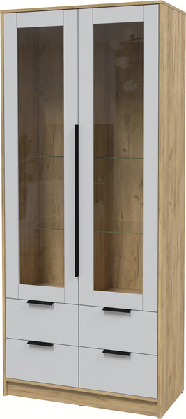 Изображение товара Шкаф с витриной Interline Концепт КТ-ШВ2 (серый/дуб золотой)