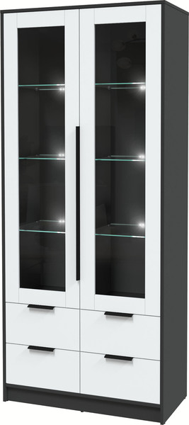 Изображение товара Шкаф с витриной Интерлиния Концепт КТ-ШВ2 с подсветкой (белый платинум/антрацит)