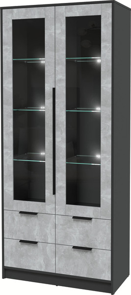 Изображение товара Шкаф с витриной Интерлиния Концепт КТ-ШВ2 с подсветкой (бетон/антрацит)