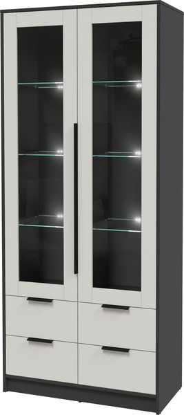 Изображение товара Шкаф с витриной Интерлиния Концепт КТ-ШВ2 с подсветкой (персидский жемчуг/антрацит)