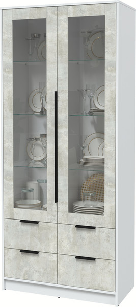 Изображение товара Шкаф с витриной Interline Концепт КТ-ШВ2 (бетон лайт/белый платинум)