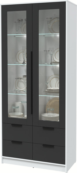 Изображение товара Шкаф с витриной Интерлиния Концепт КТ-ШВ2 с подсветкой (антрацит/белый платинум)