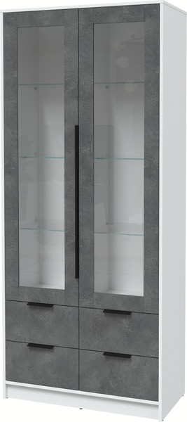 Изображение товара Шкаф с витриной Interline Концепт КТ-ШВ2 (бетон портленд/белый платинум)