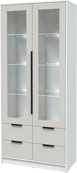 Изображение товара Шкаф с витриной Интерлиния Концепт КТ-ШВ2 с подсветкой (персидский жемчуг/белый платинум)