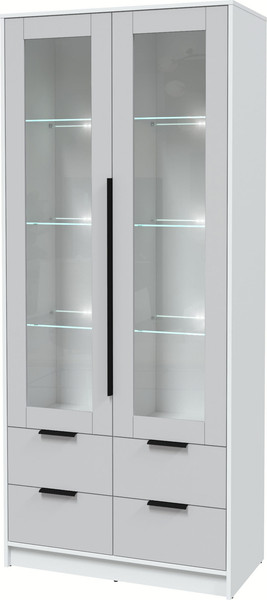 Изображение товара Шкаф с витриной Интерлиния Концепт КТ-ШВ2 с подсветкой (серый/белый платинум)