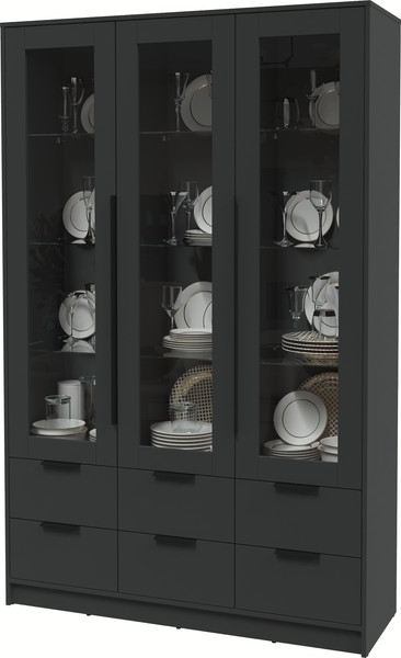Изображение товара Шкаф с витриной Интерлиния Концепт КТ-ШВ3 (антрацит/антрацит)