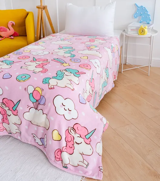 Изображение товара Плед Павлинка Единороги 150x100 (розовый)