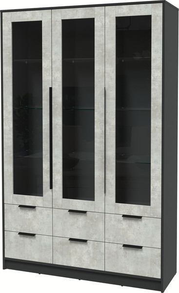 Изображение товара Шкаф с витриной Интерлиния Концепт КТ-ШВ3 (бетон лайт/антрацит)