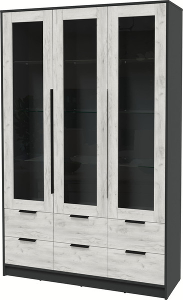 Изображение товара Шкаф с витриной Интерлиния Концепт КТ-ШВ3 (дуб белый/антрацит)