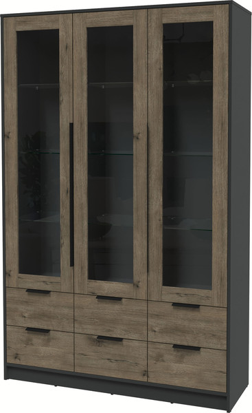 Изображение товара Шкаф с витриной Интерлиния Концепт КТ-ШВ3 (дуб веллингтон/антрацит)