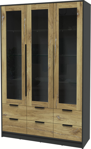 Изображение товара Шкаф с витриной Интерлиния Концепт КТ-ШВ3 (дуб нокс/антрацит)