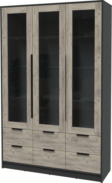 Изображение товара Шкаф с витриной Интерлиния Концепт КТ-ШВ3 (дуб серый/антрацит)