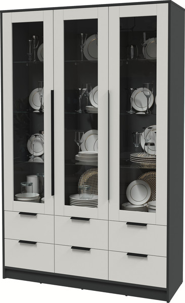 Изображение товара Шкаф с витриной Интерлиния Концепт КТ-ШВ3 (персидский жемчуг/антрацит)