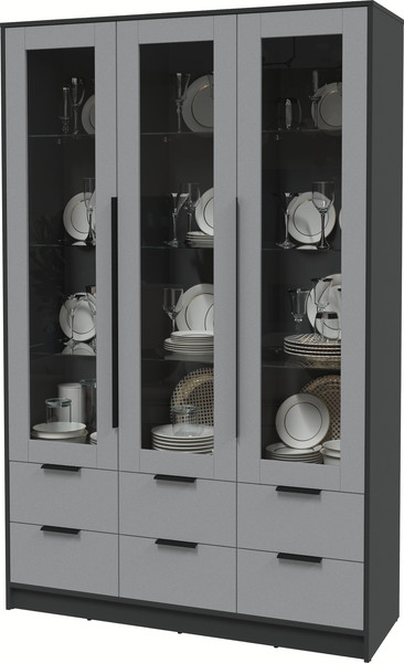 Изображение товара Шкаф с витриной Интерлиния Концепт КТ-ШВ3 (серебро/антрацит)