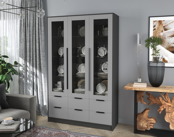 Изображение товара Шкаф с витриной Интерлиния Концепт КТ-ШВ3 (серебро/антрацит)