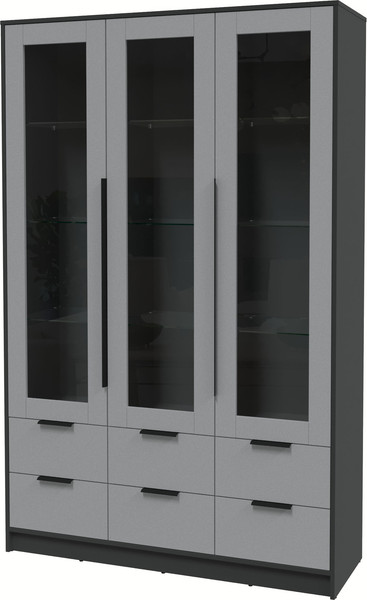 Изображение товара Шкаф с витриной Интерлиния Концепт КТ-ШВ3 (серебро/антрацит)