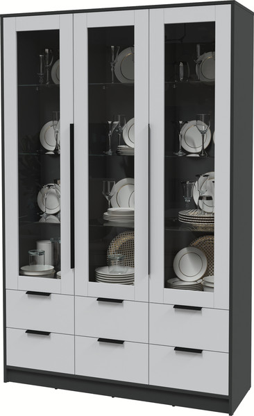 Изображение товара Шкаф с витриной Интерлиния Концепт КТ-ШВ3 (серый/антрацит)