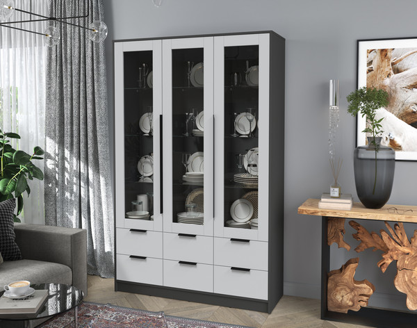 Изображение товара Шкаф с витриной Интерлиния Концепт КТ-ШВ3 (серый/антрацит)