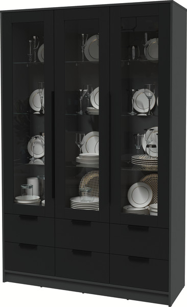 Изображение товара Шкаф с витриной Интерлиния Концепт КТ-ШВ3 (черный/антрацит)