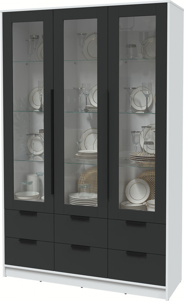 Изображение товара Шкаф с витриной Интерлиния Концепт КТ-ШВ3 (антрацит/белый платинум)