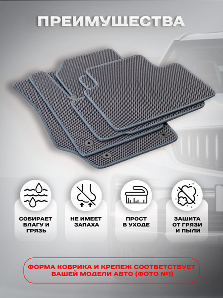 Изображение товара Комплект ковриков для авто Alicosta 0964_1_сер для Nissan Qashqai II SUV/J11 2013-2016 (EVA соты, серый)