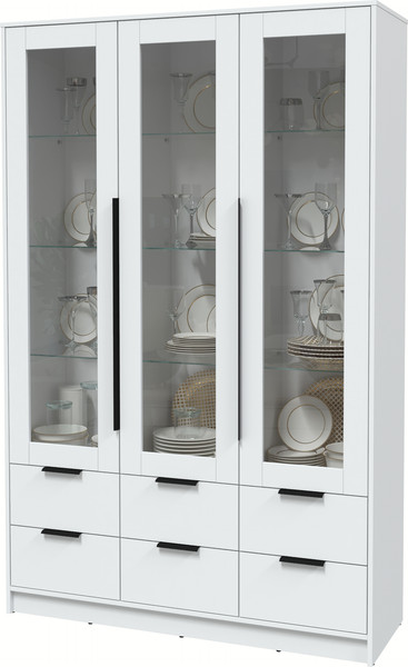 Изображение товара Шкаф с витриной Интерлиния Концепт КТ-ШВ3 (белый платинум/белый платинум)