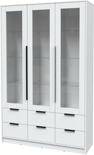 Изображение товара Шкаф с витриной Интерлиния Концепт КТ-ШВ3 (белый платинум/белый платинум)