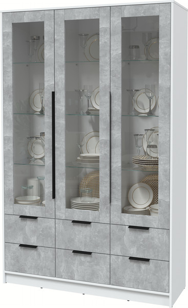 Изображение товара Шкаф с витриной Интерлиния Концепт КТ-ШВ3 (бетон/белый платинум)