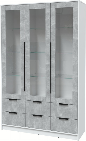 Изображение товара Шкаф с витриной Интерлиния Концепт КТ-ШВ3 (бетон/белый платинум)