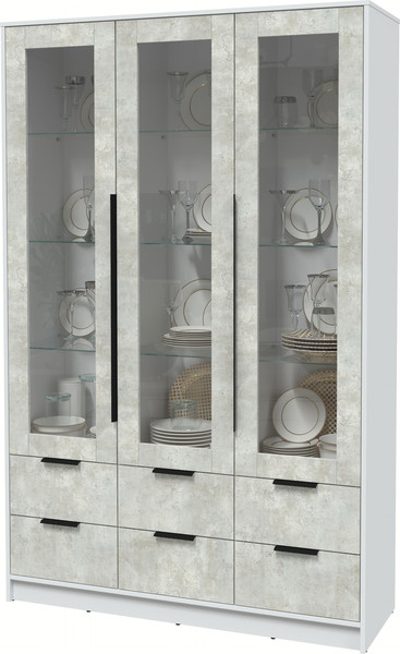 Изображение товара Шкаф с витриной Интерлиния Концепт КТ-ШВ3 (бетон лайт/белый платинум)
