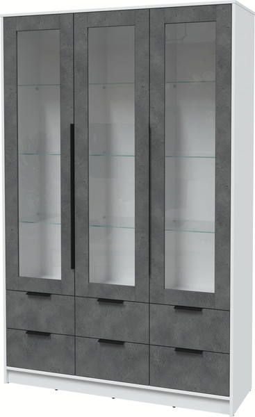 Изображение товара Шкаф с витриной Интерлиния Концепт КТ-ШВ3 (бетон портленд/белый платинум)