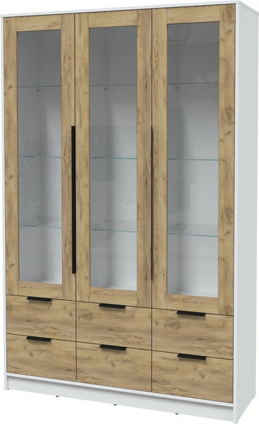 Изображение товара Шкаф с витриной Интерлиния Концепт КТ-ШВ3 (дуб золотой/белый платинум)