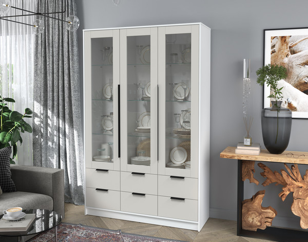 Изображение товара Шкаф с витриной Интерлиния Концепт КТ-ШВ3 (персидский жемчуг/белый платинум)