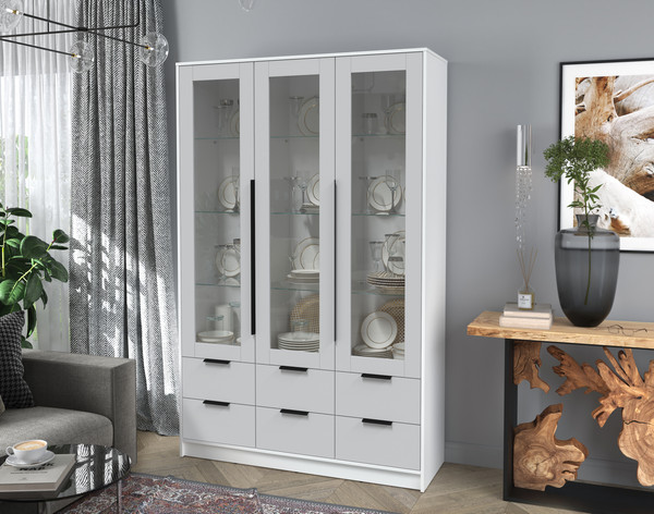 Изображение товара Шкаф с витриной Интерлиния Концепт КТ-ШВ3 (серый/белый платинум)