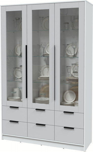 Изображение товара Шкаф с витриной Интерлиния Концепт КТ-ШВ3 (серый/белый платинум)