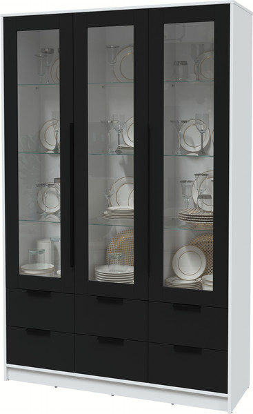 Изображение товара Шкаф с витриной Интерлиния Концепт КТ-ШВ3 (черный/белый платинум)