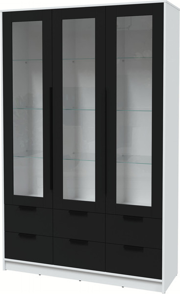 Изображение товара Шкаф с витриной Интерлиния Концепт КТ-ШВ3 (черный/белый платинум)