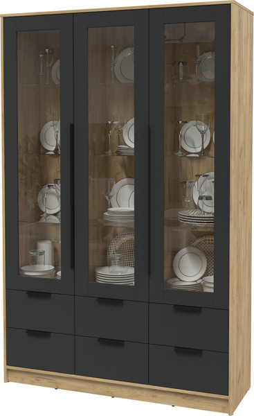 Изображение товара Шкаф с витриной Интерлиния Концепт КТ-ШВ3 (антрацит/дуб золотой)