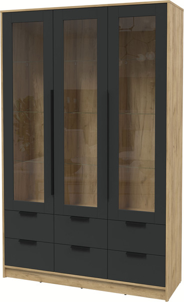 Изображение товара Шкаф с витриной Интерлиния Концепт КТ-ШВ3 (антрацит/дуб золотой)