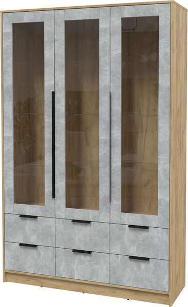 Изображение товара Шкаф с витриной Интерлиния Концепт КТ-ШВ3 (бетон/дуб золотой)