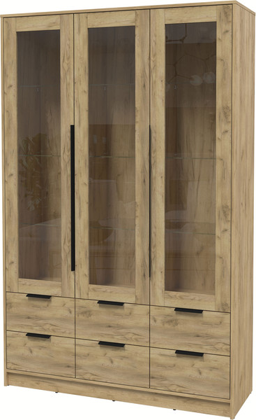 Изображение товара Шкаф с витриной Интерлиния Концепт КТ-ШВ3 (дуб золотой/дуб золотой)