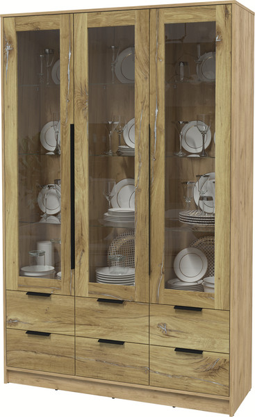 Изображение товара Шкаф с витриной Интерлиния Концепт КТ-ШВ3 (дуб нокс/дуб золотой)