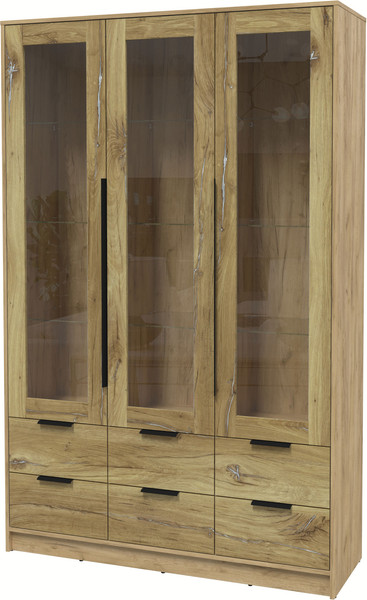 Изображение товара Шкаф с витриной Интерлиния Концепт КТ-ШВ3 (дуб нокс/дуб золотой)