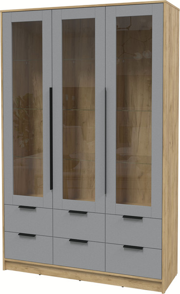 Изображение товара Шкаф с витриной Интерлиния Концепт КТ-ШВ3 (серебро/дуб золотой)